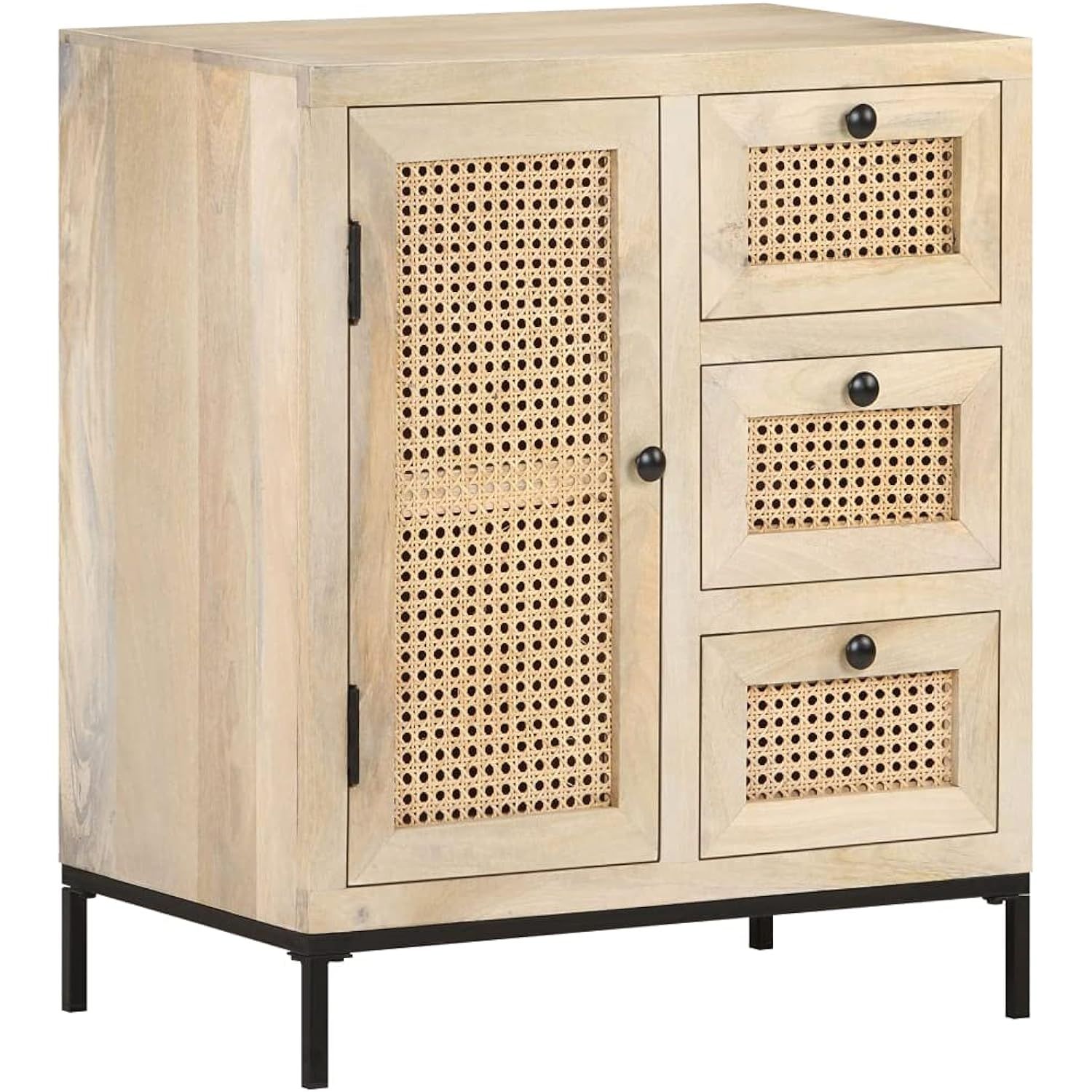 Buffet Sideboard Console Table, Buffet Cabinet, Wooden Storage Cabinet with 1 Door 3 Drawers in Cane | Amazon (US)