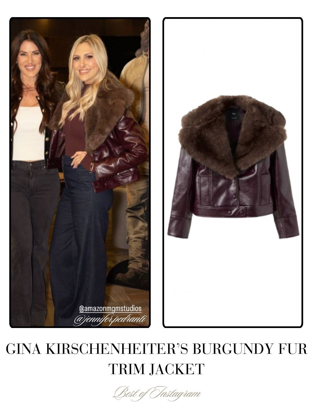 Gina Kirschenheiter’s Burgundy Fur Trim Jacket 📸 = @jennifer.pedranti 