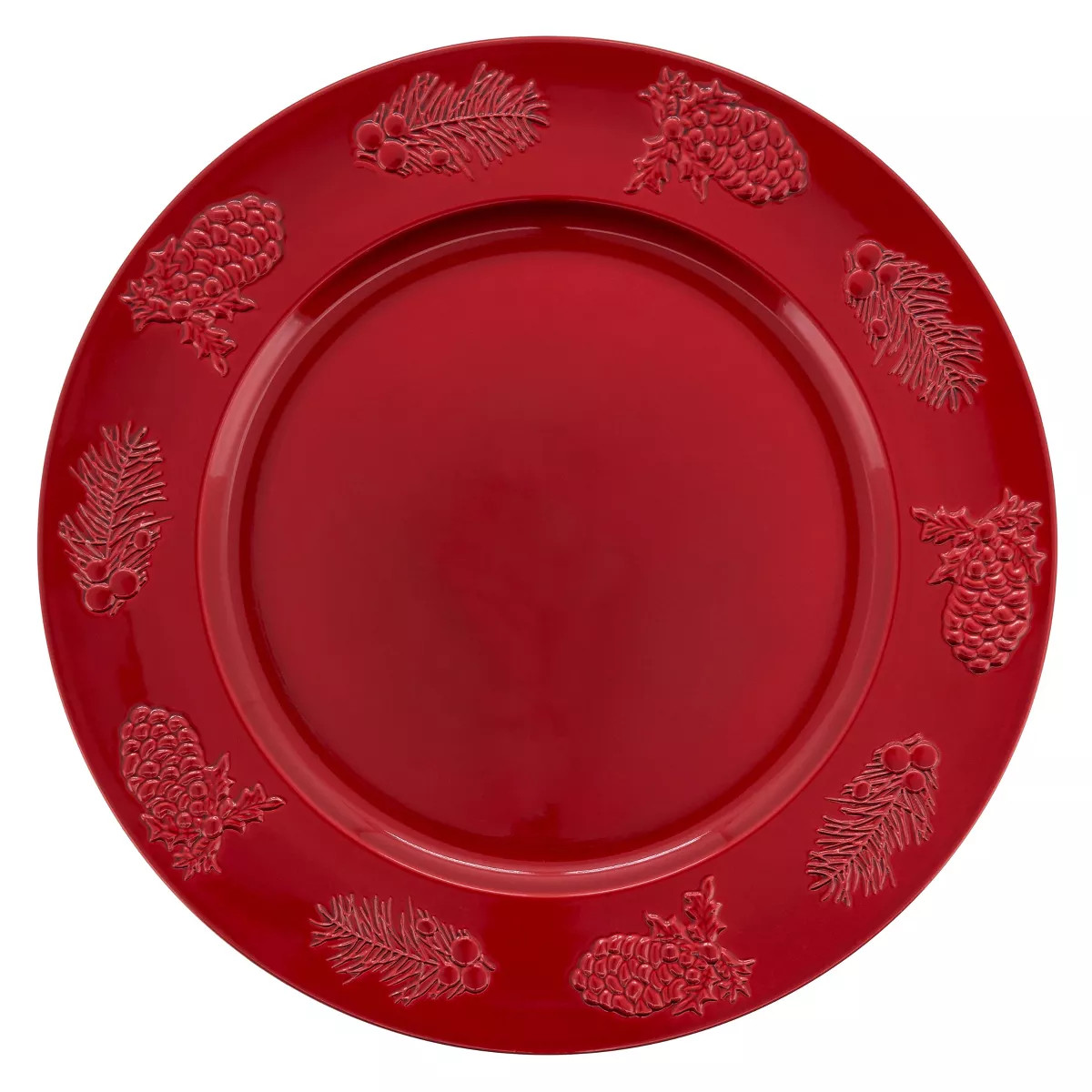 Saro Lifestyle Christmas Charger Plates With Holly Berry Design (Set of 4) | Target