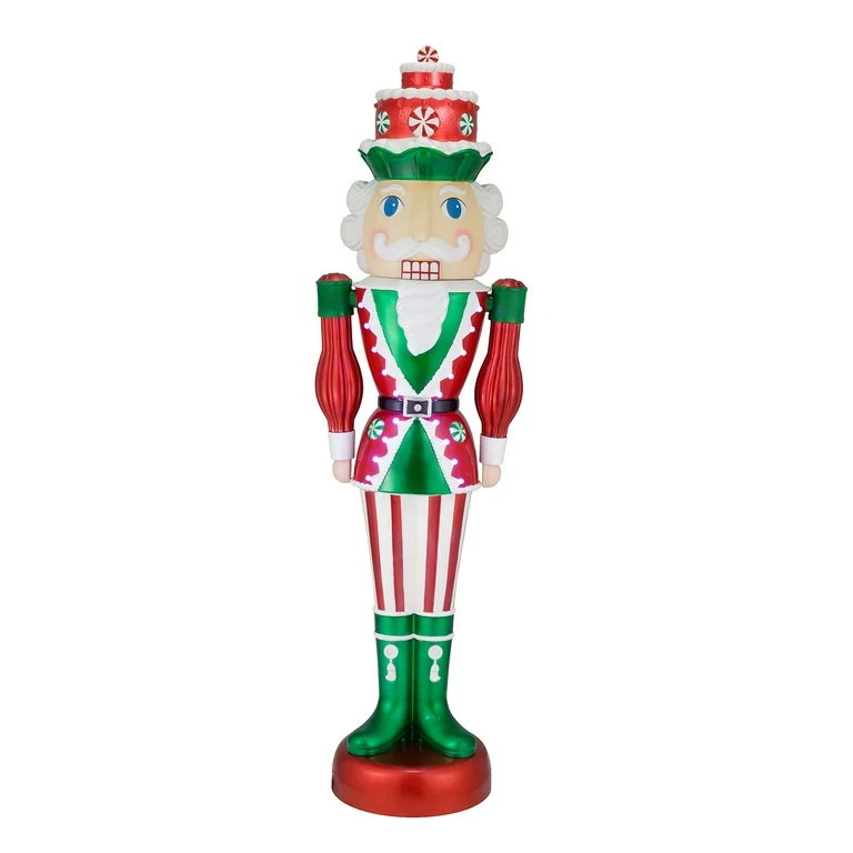 Peppermint Nutcracker with Music and LED Illumination, 72 in, 6 ft, by Holiday Time | Walmart (US)