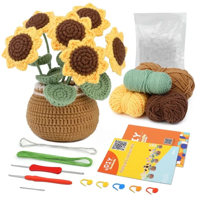 UzecPk Beginners Crochet Kit, Cute Flower Crochet Kit for Beginers and Experts, All in One Croche... | Walmart (US)
