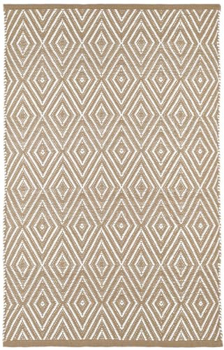 Dash & Albert Diamond Khaki/White Handwoven Indoor/Outdoor Rug Rug, 7.5 X 9.5 Feet, White Geometric Pattern | Amazon (US)
