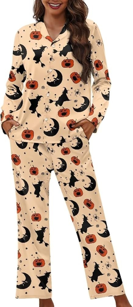 Yuuxorilu Womens Pajama Sets Button Down Long Sleeve 2 Piece Loungewear Sleepwear | Amazon (US)