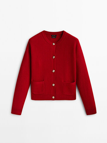 Strickcardigan aus Perlstoff mit Wolle und Kaschmir | Massimo Dutti DE