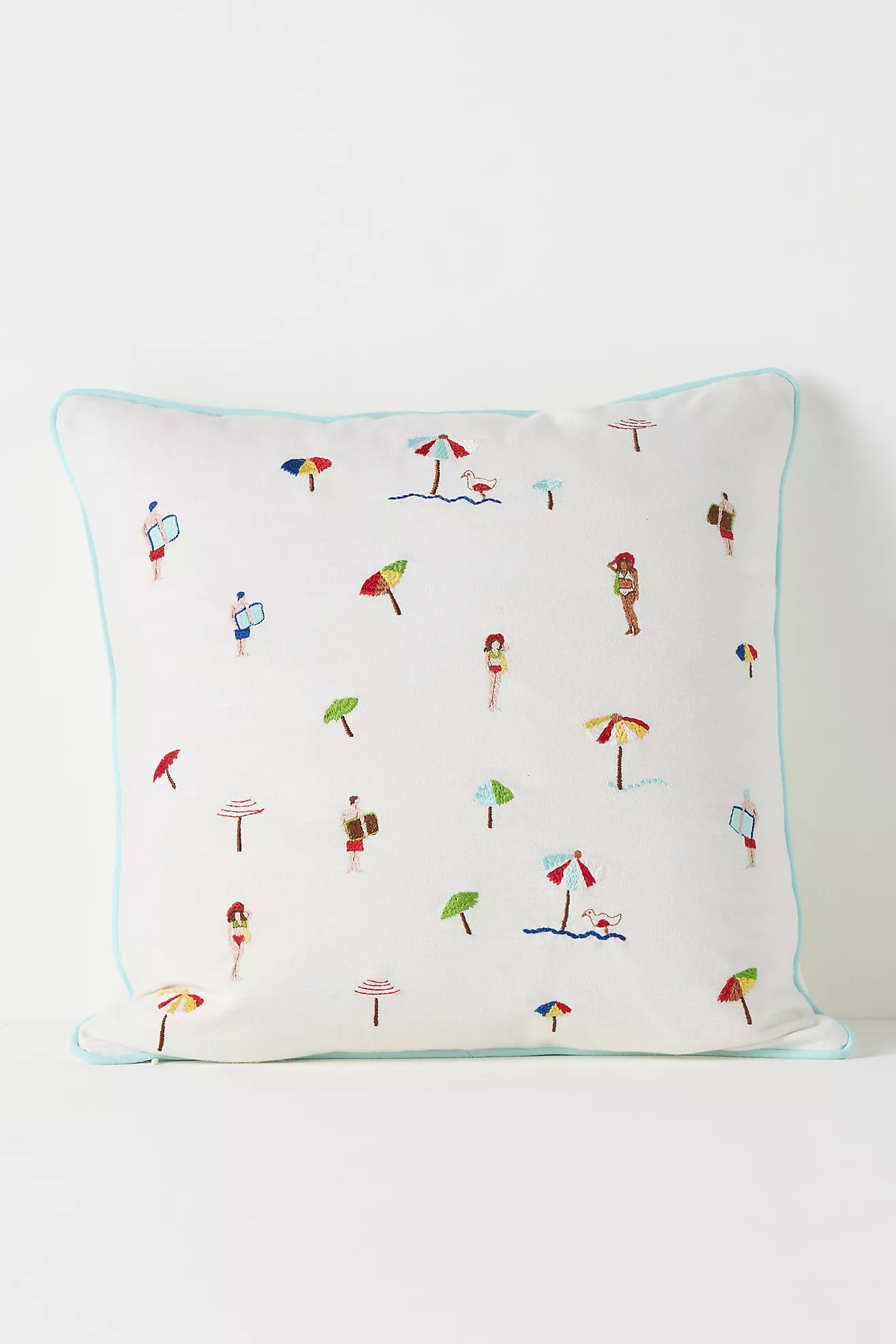 Alma Cotton Embroidered Beach Pillow | Anthropologie (US)