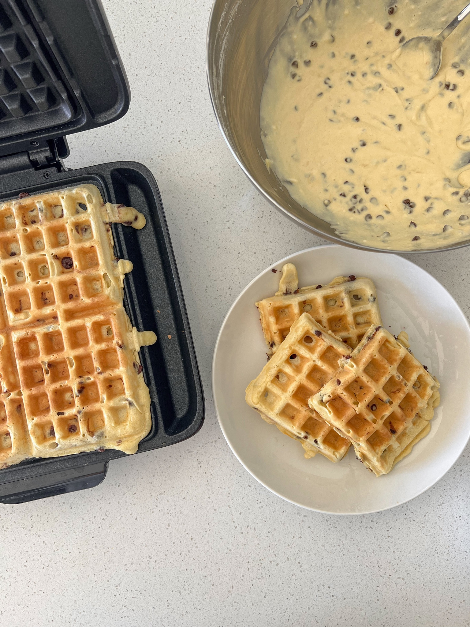 Upgraded my single waffle maker and I’m not mad about it! Now I can make up to four PLUS two waffle sticks! The best part? This one cooks so incredibly fast! 🤌🏻 #waffles #wafflemaker #breakfast 


#LTKHome #LTKFamily #LTKGiftGuide