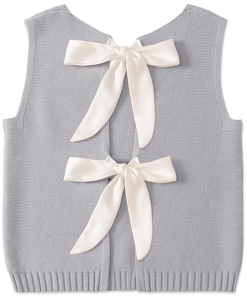 UEU Womens Sweater Vest Bow Tie Back Knitted Tank Tops Casual Crop Vest Tops 2025 Y2K Fashion Clo... | Amazon (US)