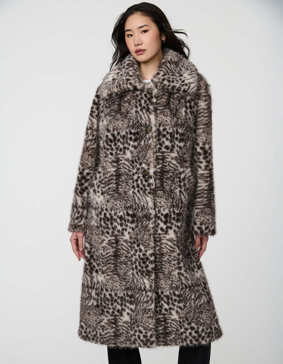 Vesper Leopard Print Faux Fur Coat | Bernardo Fashions