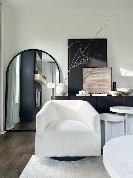 oversized mirror, modern framed art, washable rug, swivel chair

#LTKHome