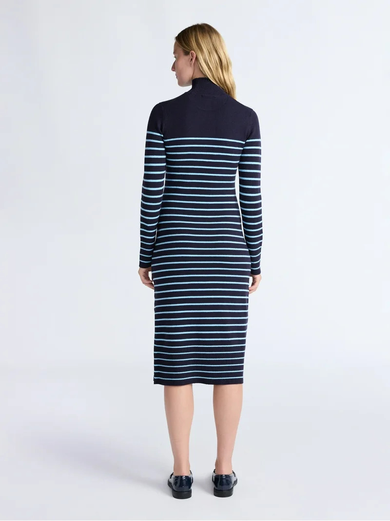 Free Assembly Women's Turtleneck Sweater Midi Dress with Long Sleeves, Sizes XS-XXL | Walmart (US)