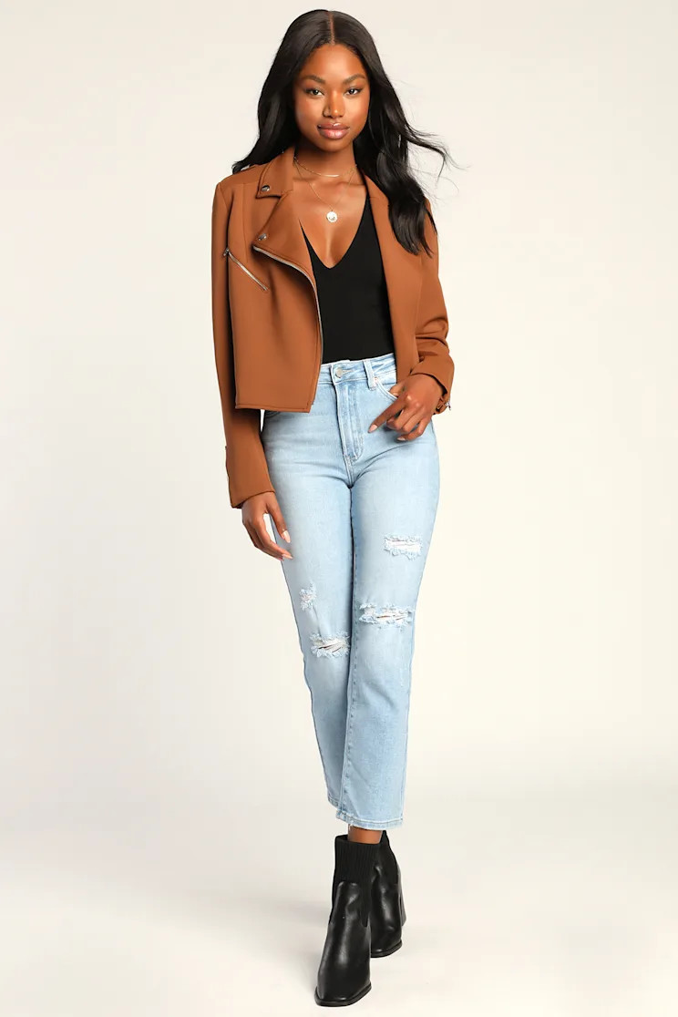 Living On the Edge Brown Moto Jacket | Lulus (US)