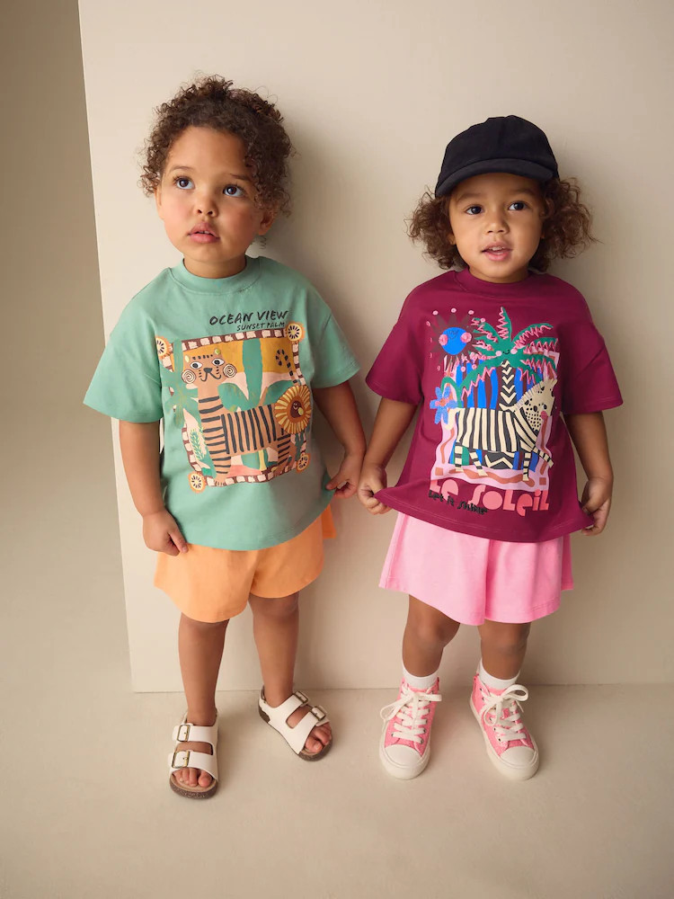 Purple/Orange Top & Shorts Set 2 Pack (3mths-7yrs) | Next US