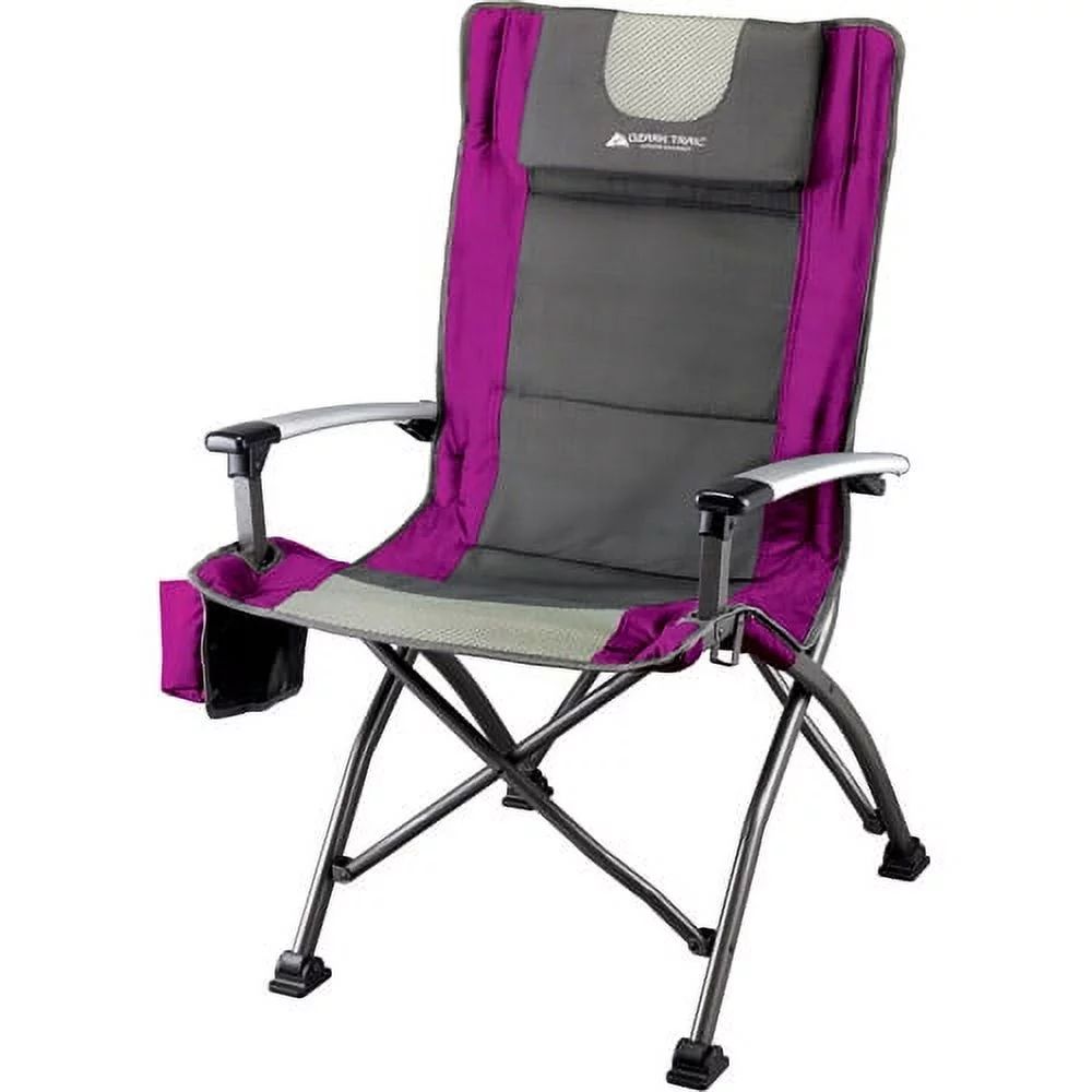 Ozark Trail High Back Camping Chair, Pink with Cupholder, Pocket, and Headrest, Adult | Walmart (US)