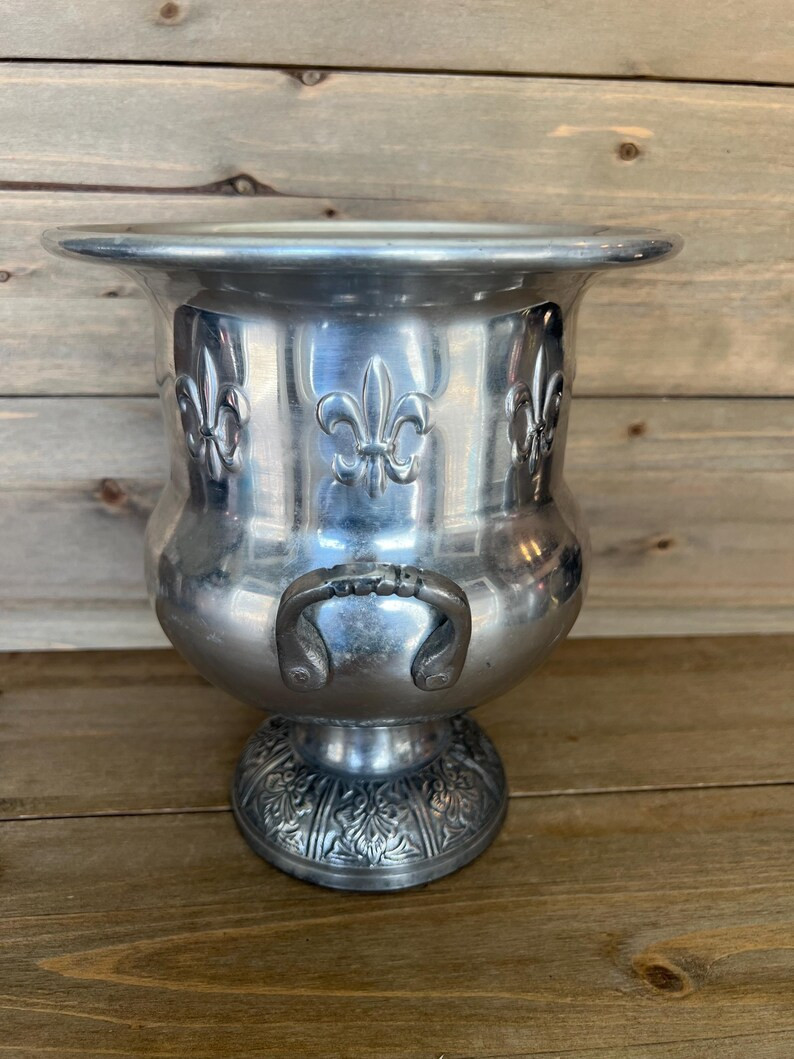 Vintage Fleur De Lis Champagne Cooler French Country Silvertone Wine Bucket Hollywood Regency Urn... | Etsy (Global)