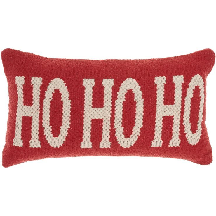 Mina Victory Holiday Woven "Ho Ho Ho" Lumbar Throw Pillow | Target
