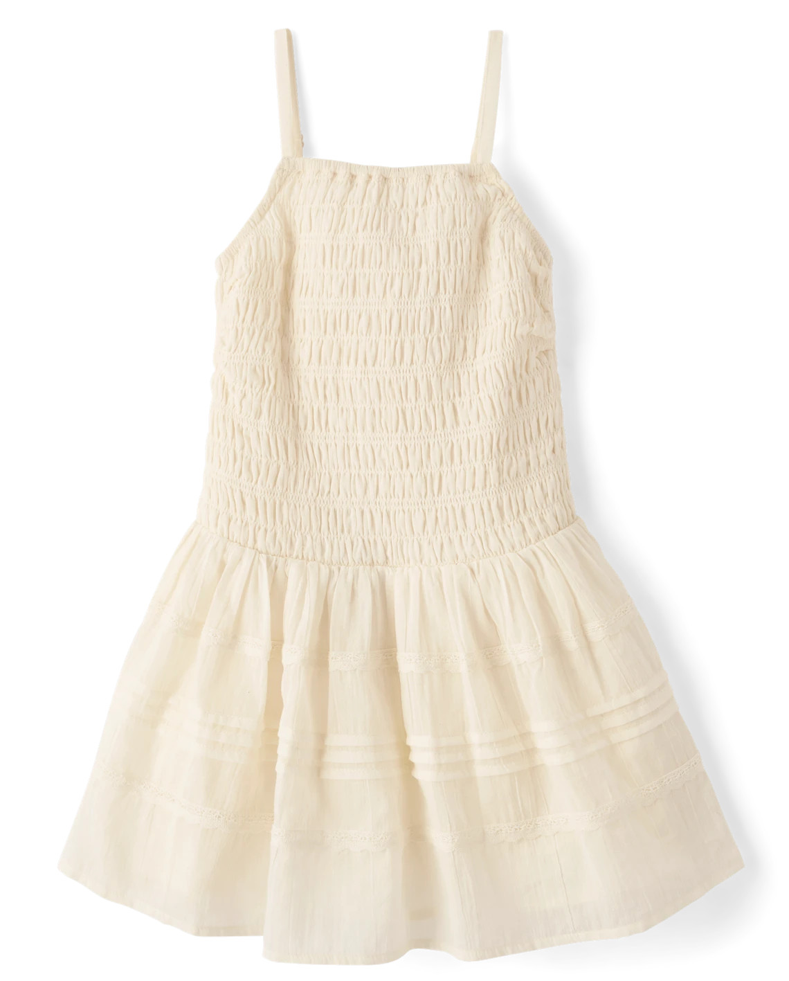 Girls Smocked Drop Waist Dress - cream | The Children's Place