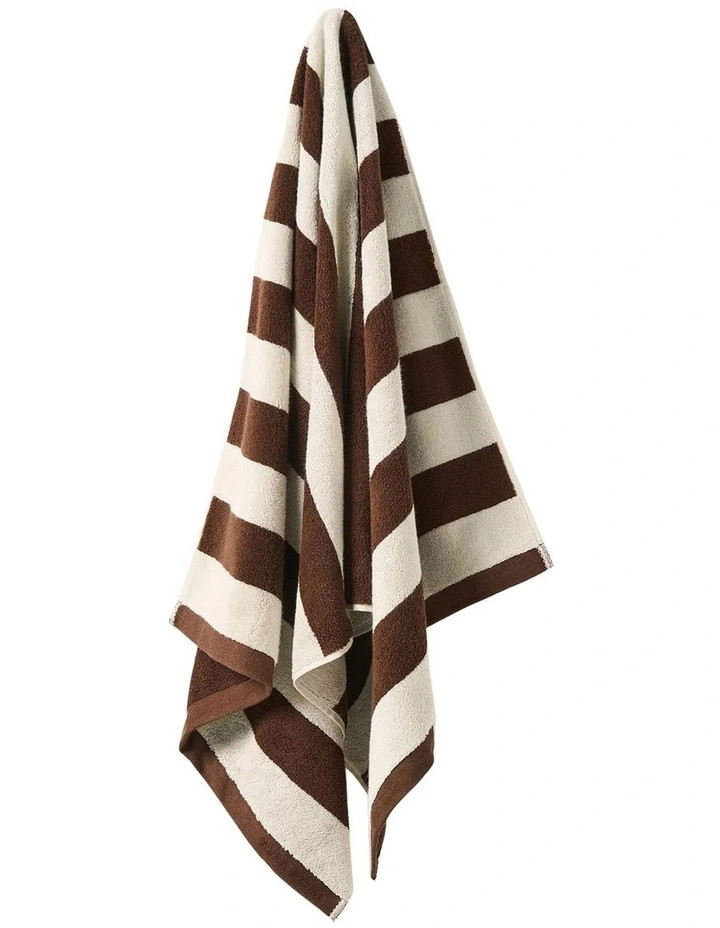 Aura HomeRiviera Stripe Towel Set in Chocolate | Myer