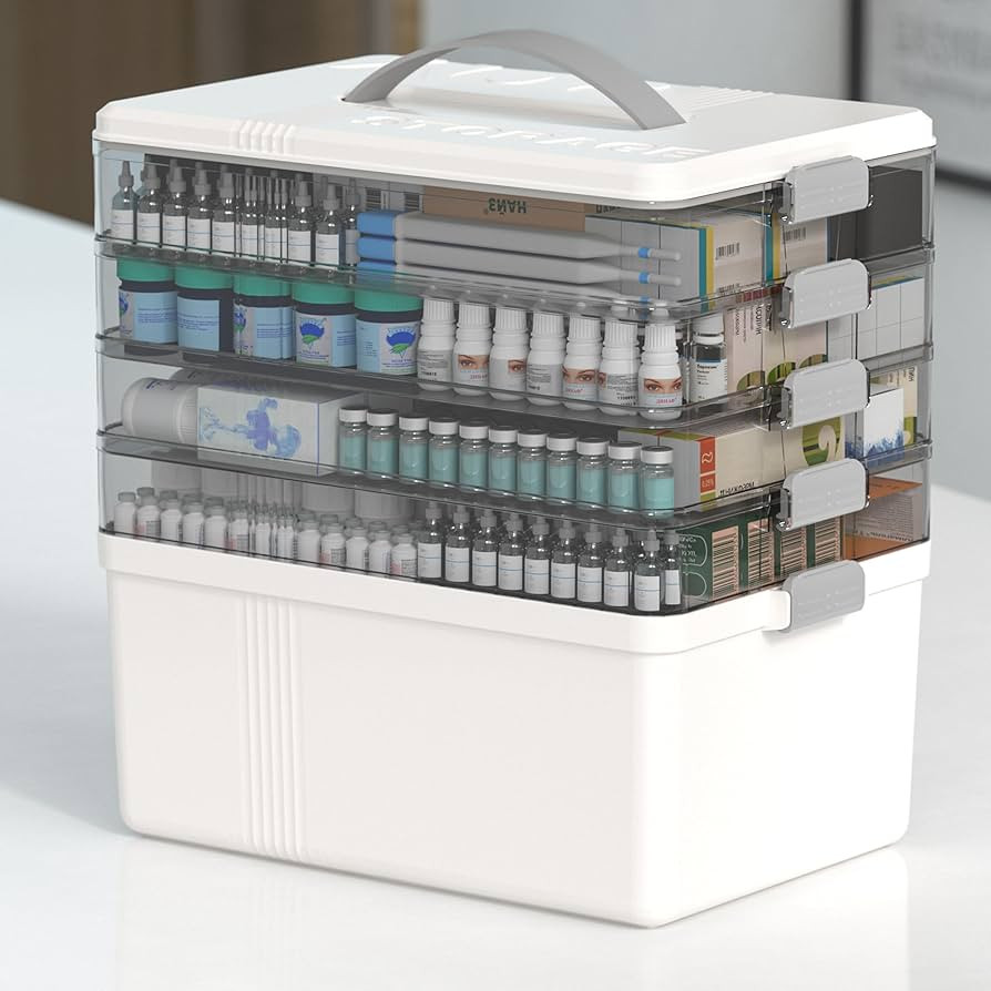 Citylife 5-Tier Medicine Organizer, Portable Medicine Cabinet First Aid Kit with Handle, Multi-Pu... | Amazon (US)