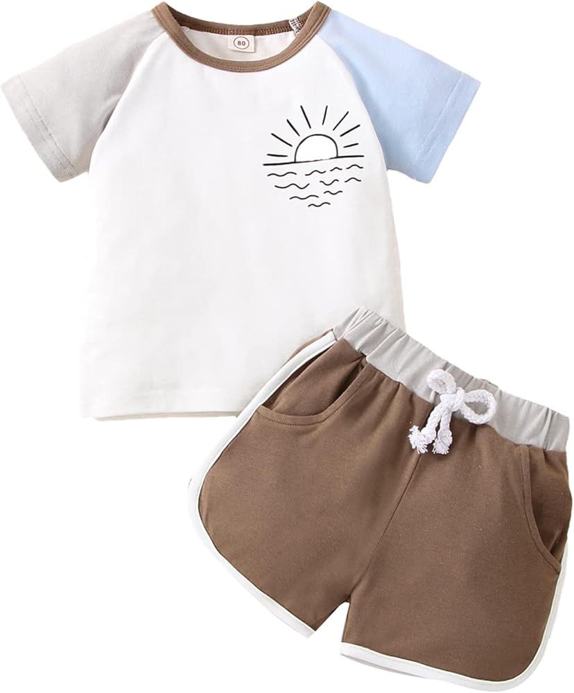 Infant Baby Boy Girl Clothes Set Mama's Boy/Girl Short Sleeve T Shirt Tops Cotton Shorts 2Pcs Sum... | Amazon (US)
