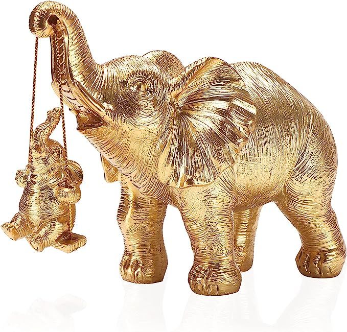 ZJ Whoest Elephant Statue. Gold Elephant Decor Brings Good Luck, Health, Strength. Elephant Gifts... | Amazon (US)