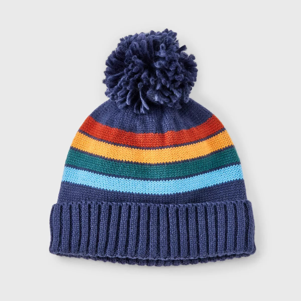 Toddler Boys' Striped Beanie - Cat & Jack™ Navy Blue | Target