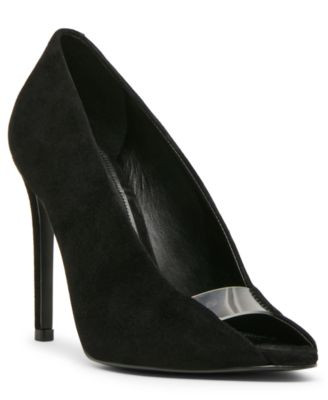 Steve Madden Women's Santino Peep Toe Pumps - Black Suede | Macy's