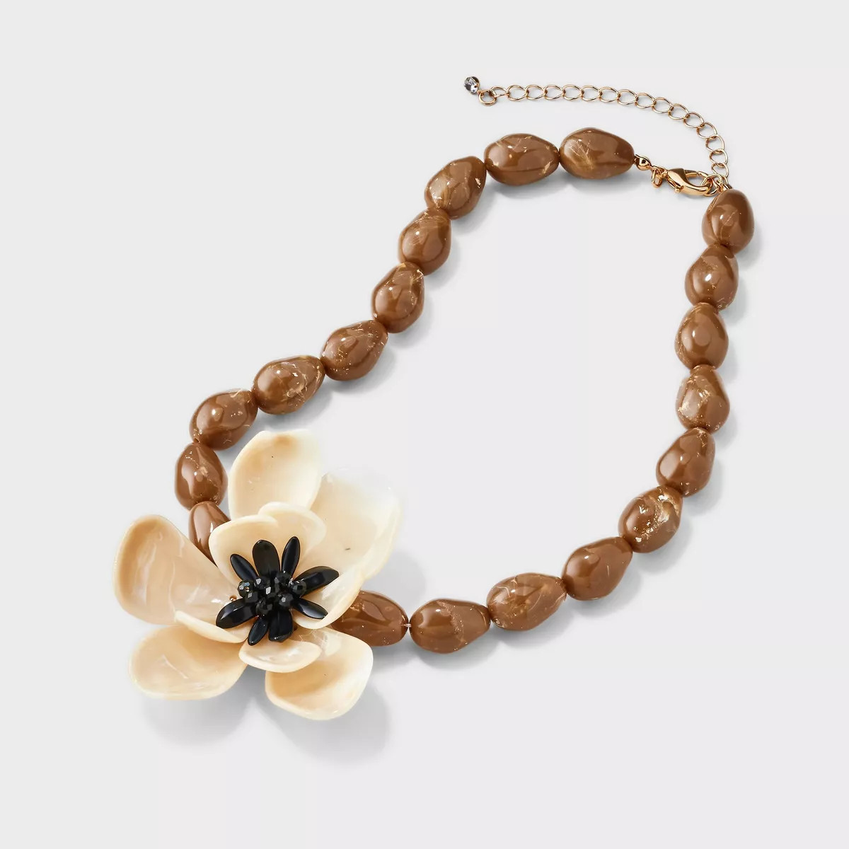 Beaded Flower Necklace - A New Day™ Tan | Target