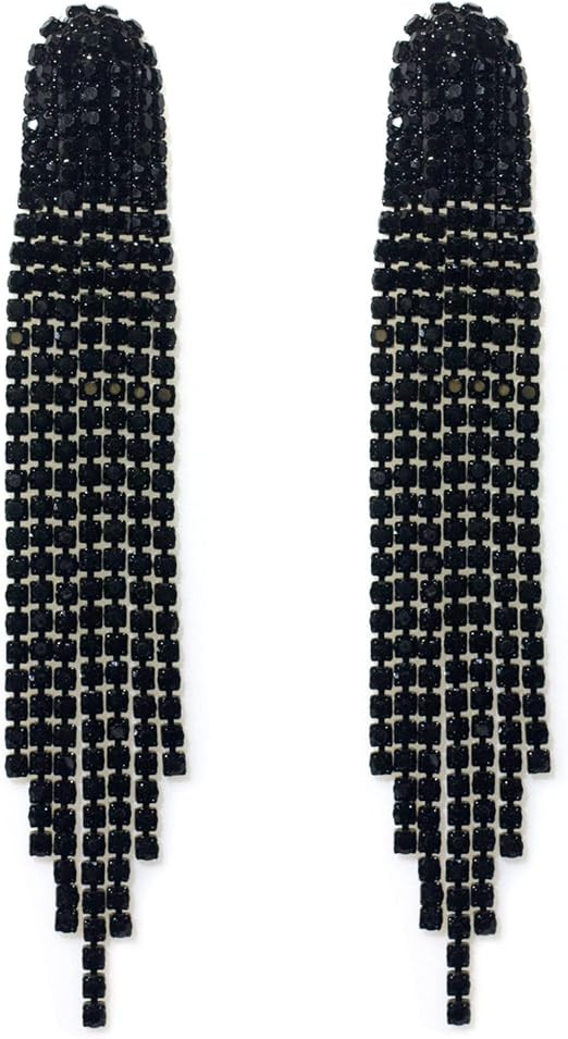 Black Chandelier Earrings for women,Long Earrings Dangle Dangling Bling Earring Crystal Rhineston... | Amazon (US)