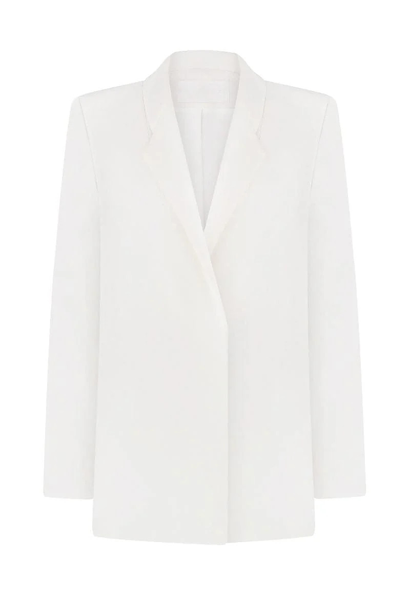 WHITE LOOSE FITTING JACKET | Total White | CULT MIA | CULT MIA UK LTD