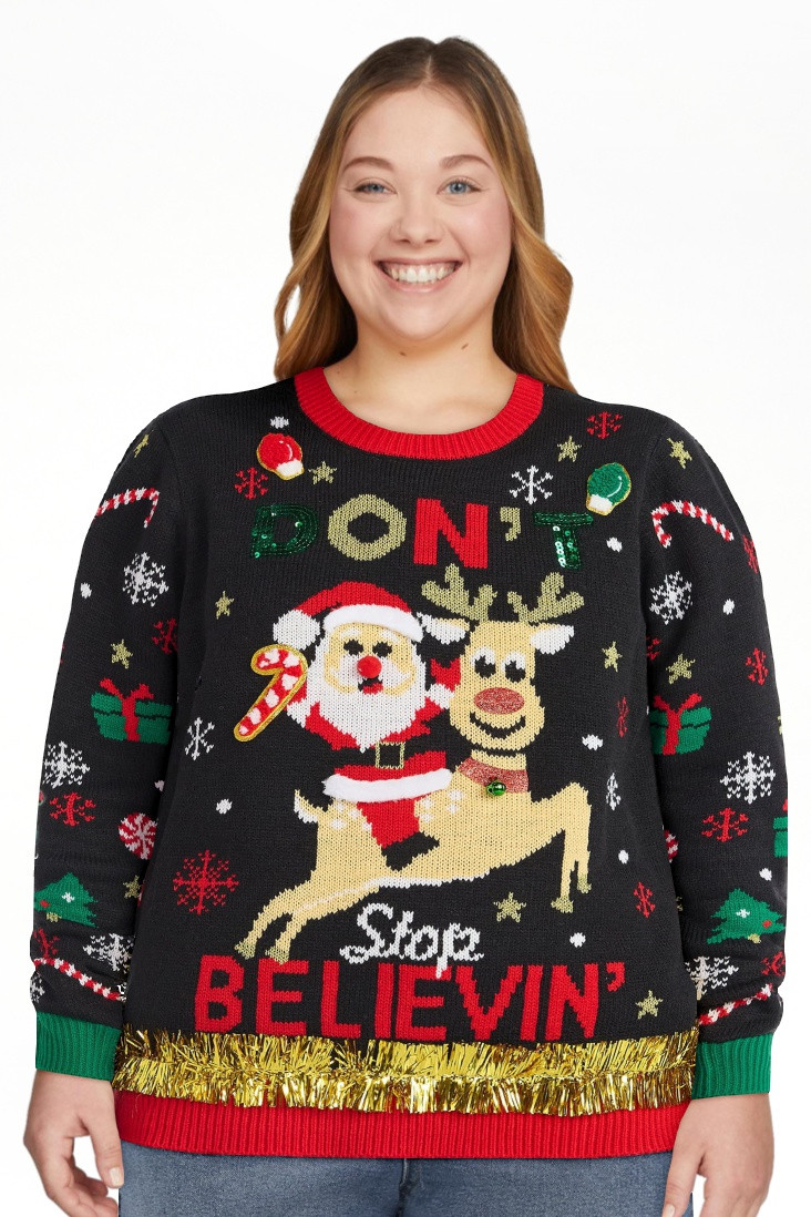 No Boundaries Christmas Sweater, Lightweight, Women's | Walmart (US)