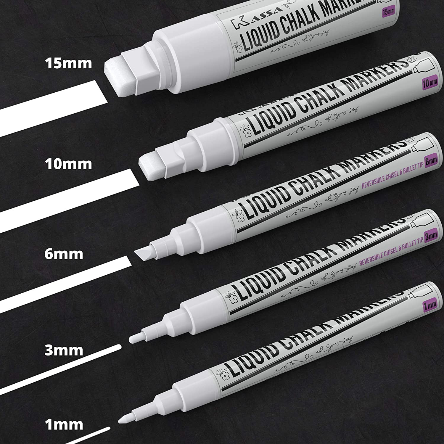 Kassa White 5 Pack Liquid Chalkboard Markers: Erasable Blackboard, Washable Paint Reversible Dual... | Walmart (US)