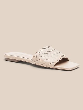 Woven Leather Square-Toe Sandal | Banana Republic (US)