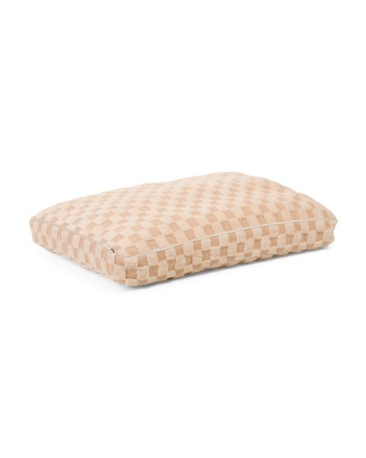 Jacquard Faux Fur Checkered Pet Bed | TJ Maxx