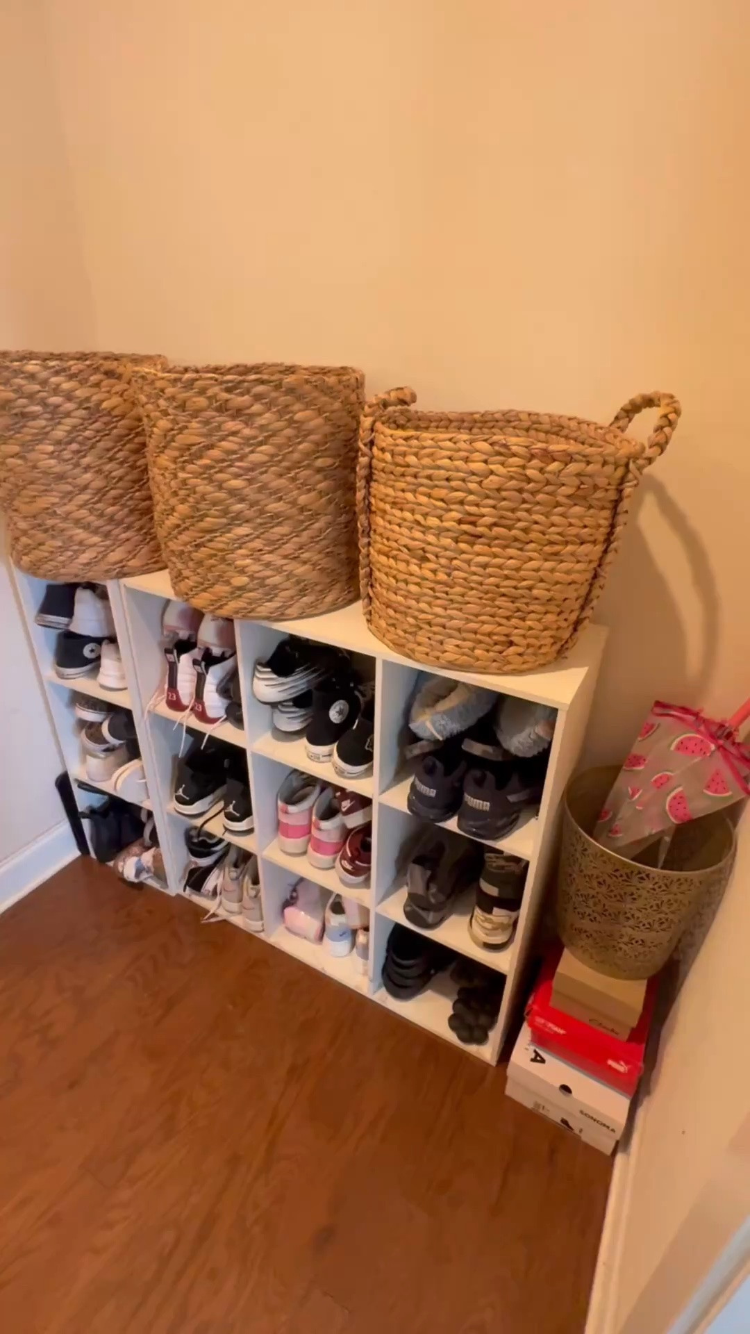 These Cubicals are great for organizing all the kids stuff - from clothing to toys to books, to games, to shoes. We have done all. These are used to organize our shoes and it’s the system I have been using for years. 
They’re also stackable and adjustable! Add baskets to conceal and to create extra space, if needed. The taller baskets up top we’ve used for each kids winter sweaters for yrs. Now I’ve recently asked to put miscellaneous items like extra purses and things they own that stays downstairs but don’t seem to have a “home.”

#LTKHome #LTKSaleAlert
