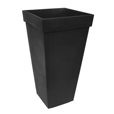 Tierra Verde Self Watering Symphony Square Planter, 15" Wide x 28" Tall, Black | Wayfair North America