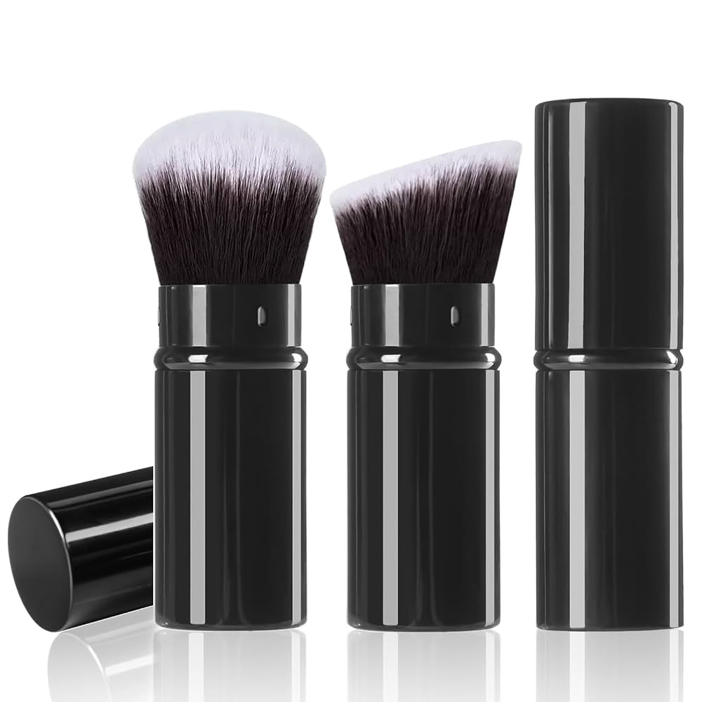 Makeup Brush 2 Pack, Retractable Travel Kabuki Powder Makeup Brush, Foundation Face Blush Brushes... | Amazon (US)