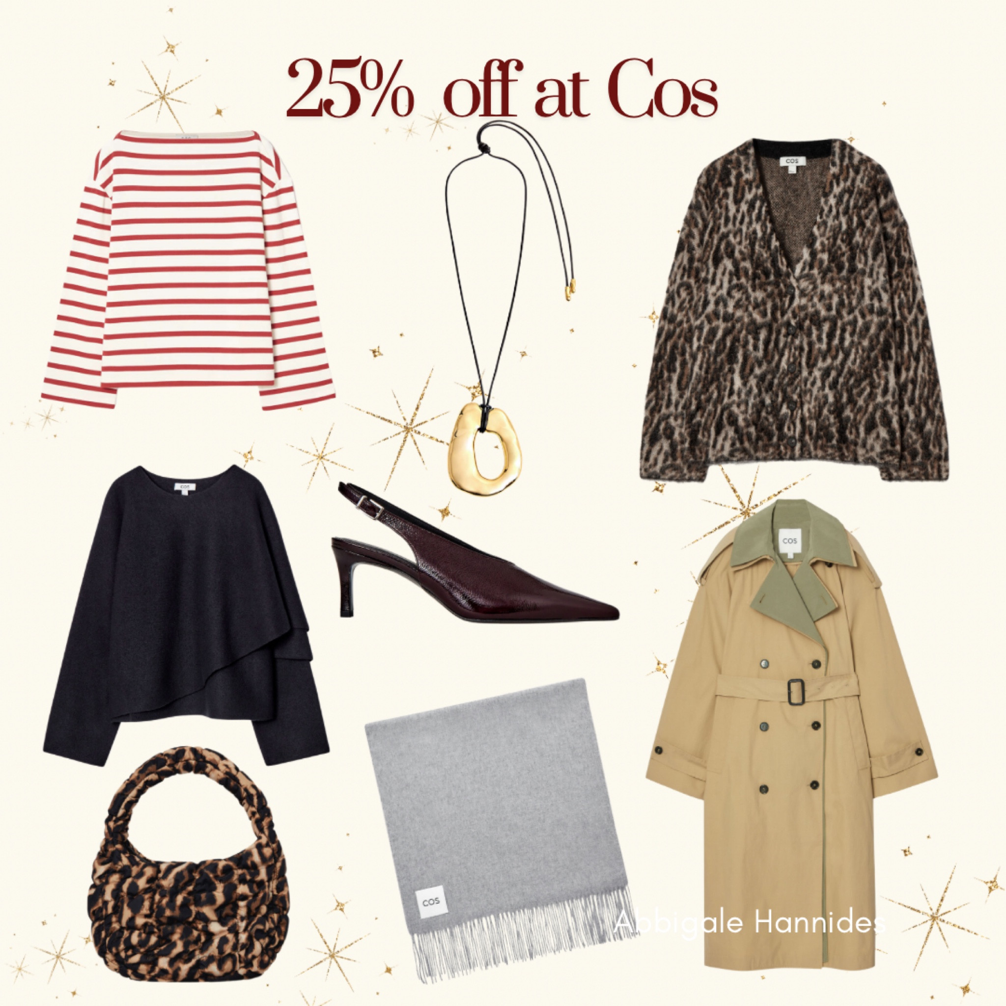 25% off at Cos* Get your basics ladies! Trench coat. Leopard cardigan. Leopard bag. Quilted bag. Slingback shoes. 

#LTKGiftGuide #LTKStyleTip #LTKCyberWeek