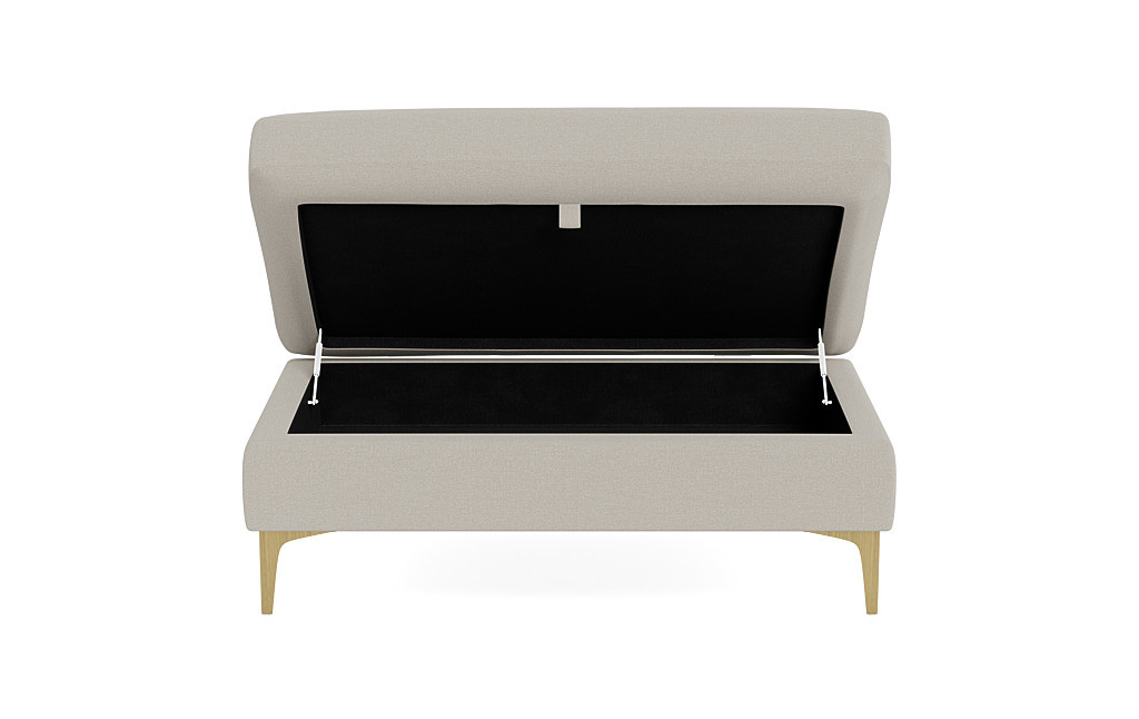 Sloan Custom Storage Ottoman in Cloud Performance Heavy Knit, Brass Plated, 39" - Customize Color, Size & More | Interior Define
