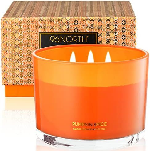 96NORTH Luxury Pumpkin Soy Candle | Large 3 Wick Jar Candle | Up to 50 Hours Burning Time | 100% ... | Amazon (US)