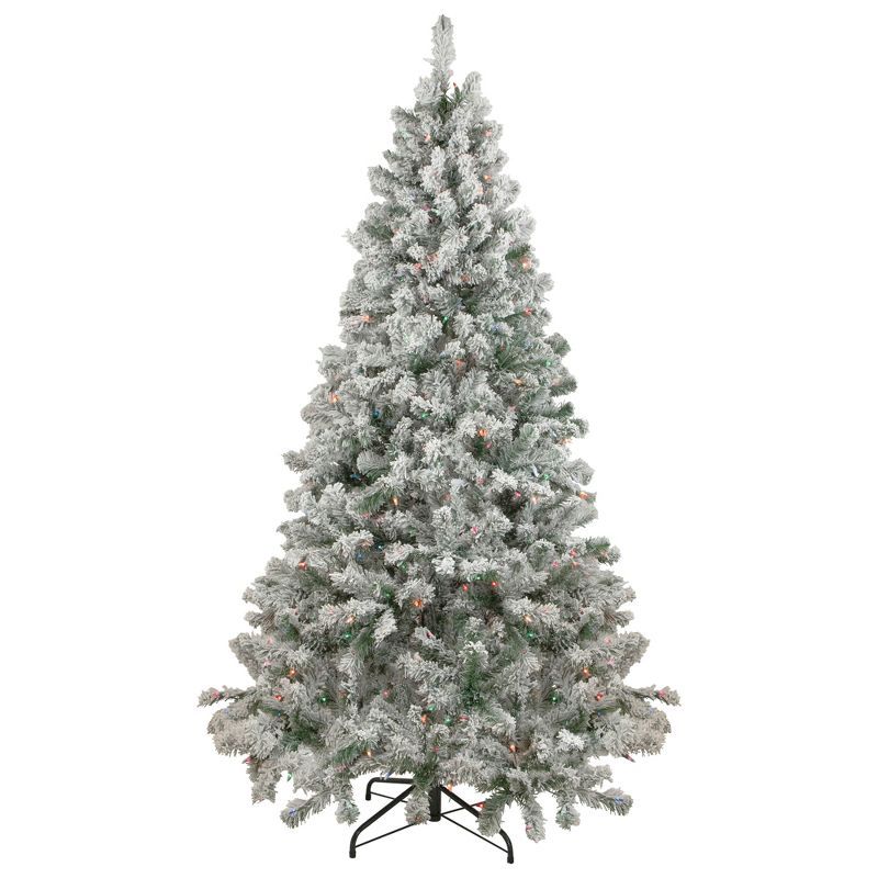Northlight 6.5' Pre-Lit Flocked Madison Pine Artificial Christmas Tree, Multi Lights | Target