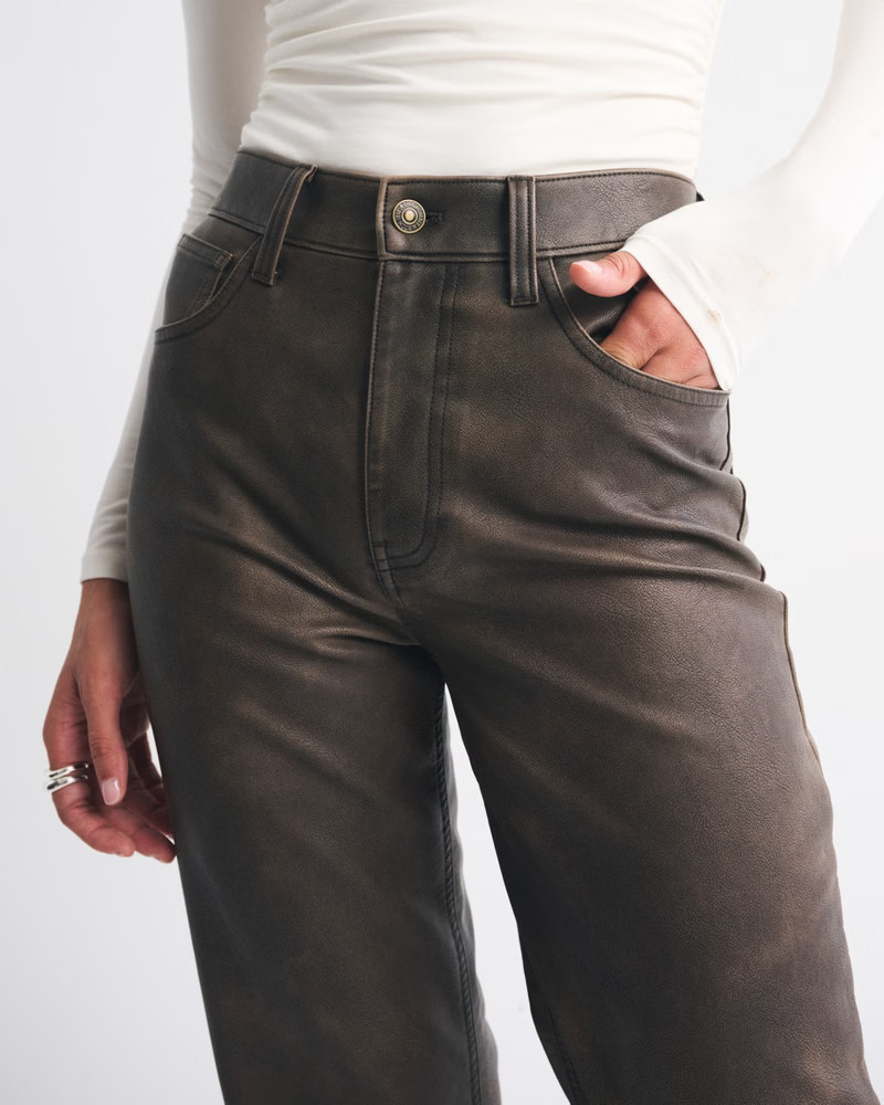 High Rise 90s Relaxed Vegan Leather Pant | Abercrombie & Fitch (US)