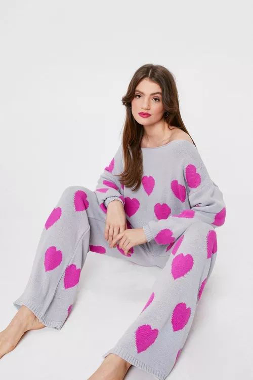 Knitted Heart Sweater and Pants Lounge Set | Nasty Gal (US)
