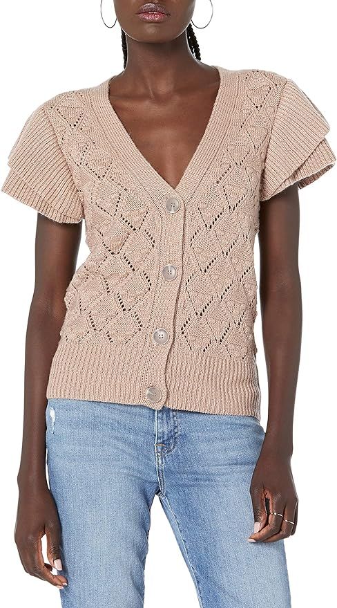 The Drop Women's Emma Ruffle-Shoulder Sleeve Cardigan Sweater | Amazon (US)