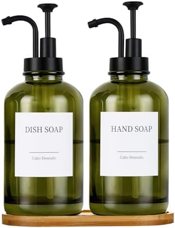 Glass Soap Dispenser with Pump, Dish and Hand Soap Dispenser for Kitchen Bathroom Set, Clear Glas... | Amazon (US)