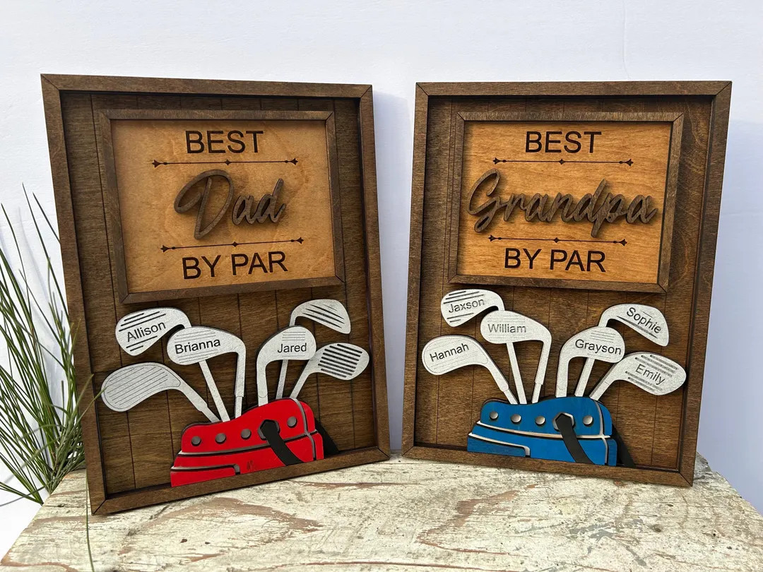 Personalized Dad or Grandpa Golf Sign | Best Dad by Par Fathers Day Golfing Gift for Daddy | Papa... | Etsy (Global)