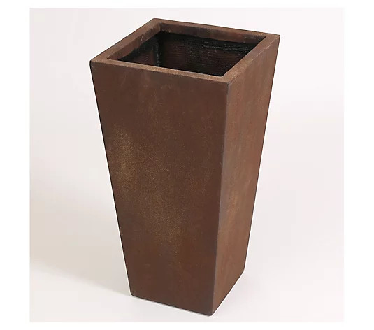 Luxen Home Rustic Brown 24" Tall Angled Planter - QVC.com | QVC