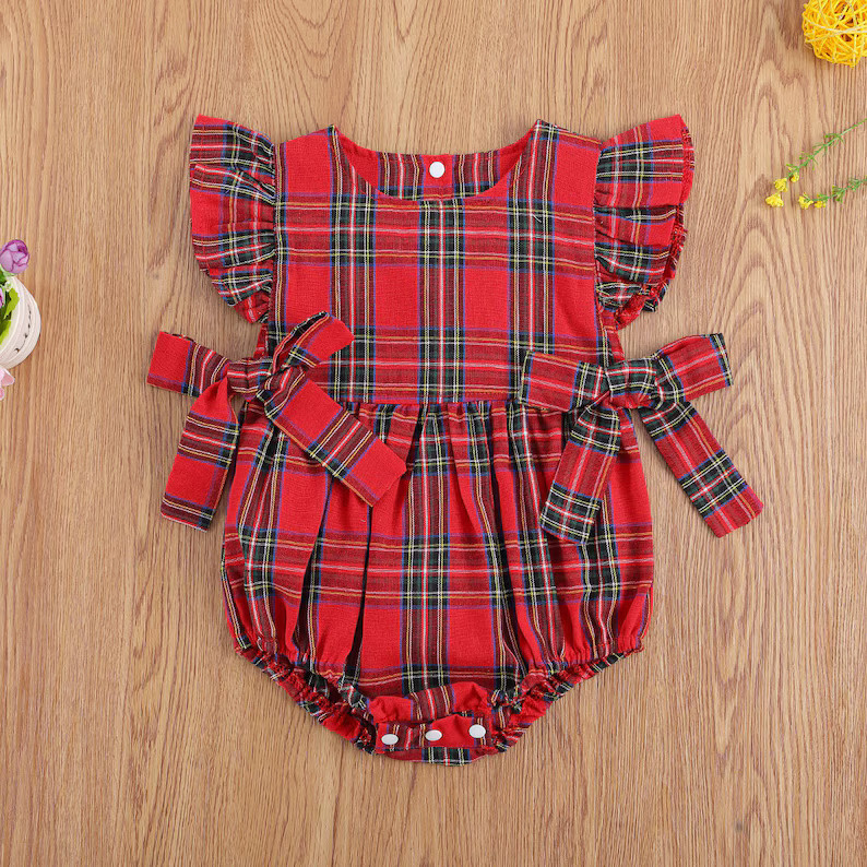 Monogrammed Personalized Newborn Baby Girl Christmas Romper - Etsy | Etsy (US)