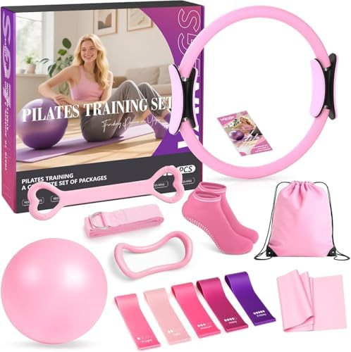 Pilates Kit 13Pcs Home Pilates Essentials Workout Kit with 13" Ring, 10" Ball and Resistance Band... | Amazon (US)