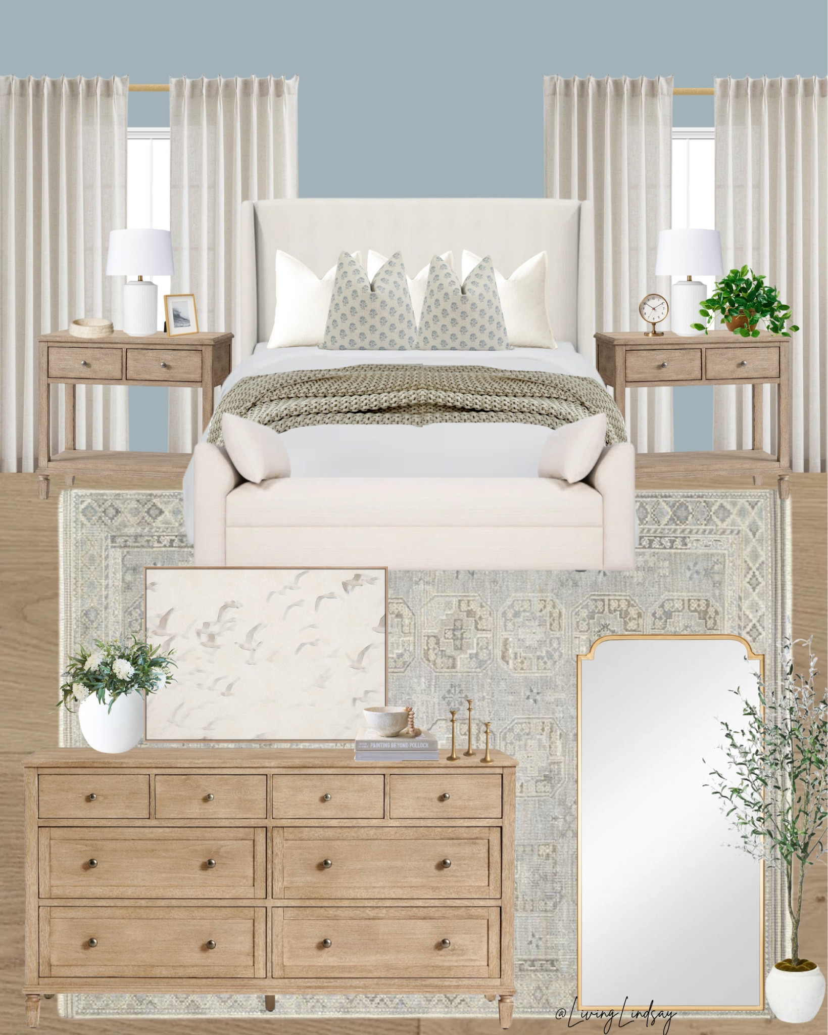 Bedroom dreams, bedroom ideas, bedroom furniture, bedroom decor, bedding, dresser, nightstand, area rug, end of bed bench, throw pillows 

#LTKStyleTip #LTKHome #LTKSaleAlert