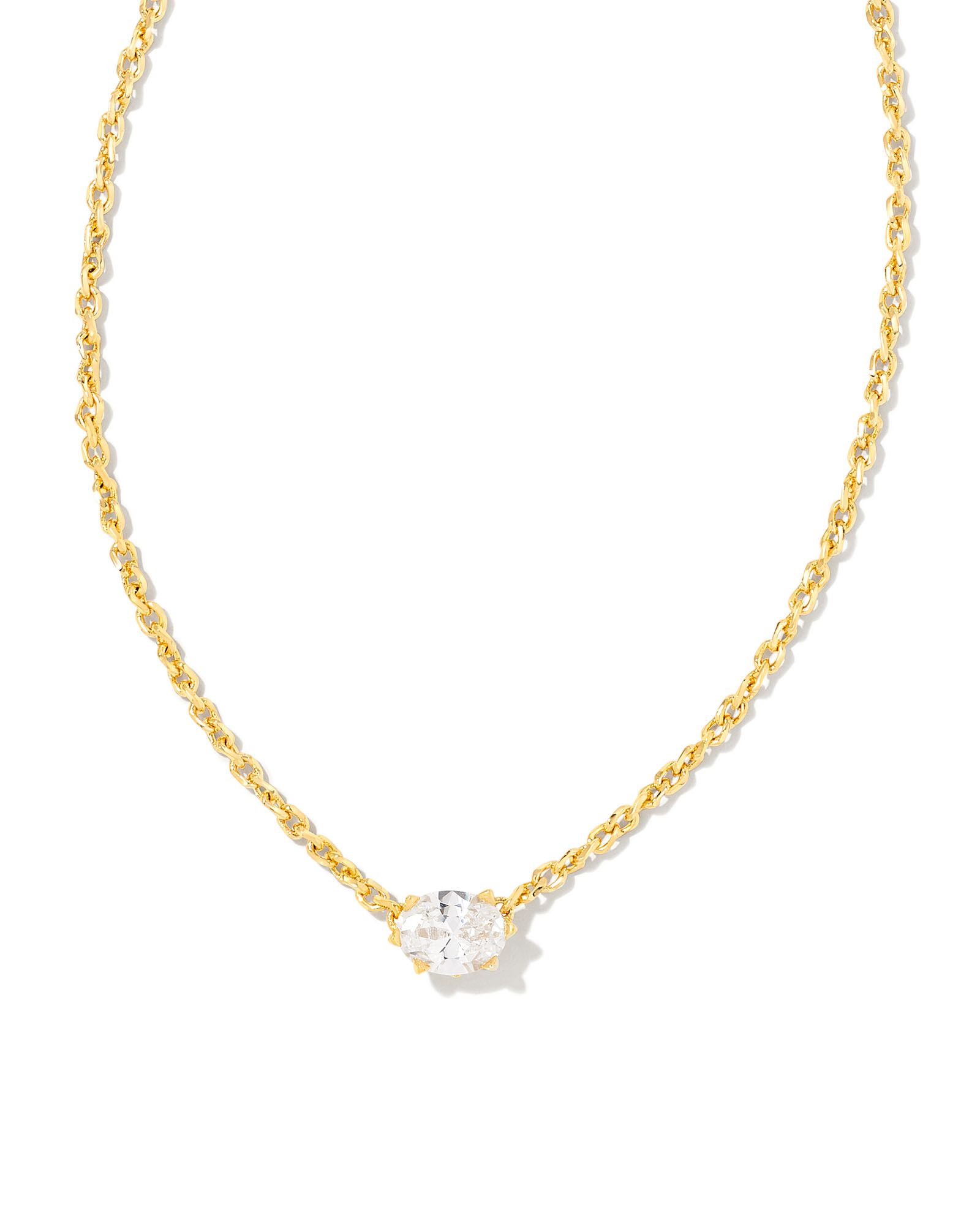 Cailin Gold Pendant Necklace in White Crystal | Kendra Scott